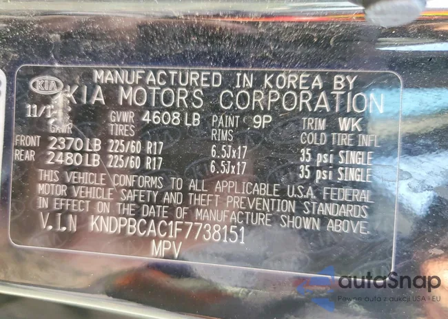 KNDPBCAC1F7738151: 99384665