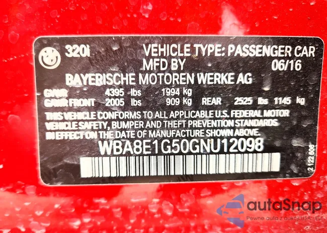 WBA8E1G50GNU12098: 98187805