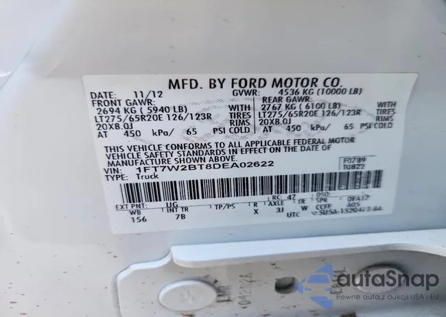 1FT7W2BT8DEA02622: 99392925