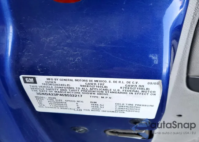 3GNDA23P46S532217: 98169975