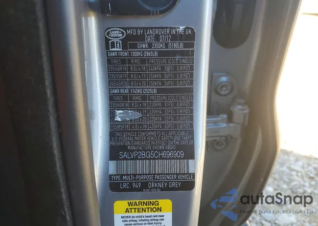 SALVP2BG5CH696909: 73630685