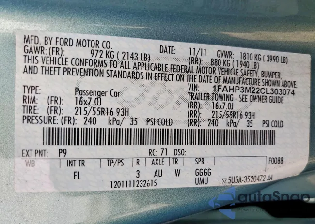 1FAHP3M22CL303074: 73038645