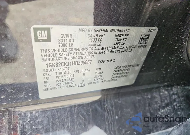 1GKS2CKJ1HR305867: 72242775