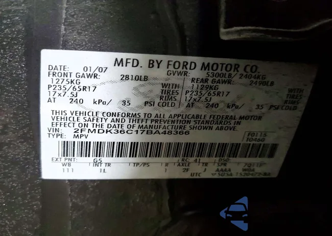 2FMDK36C17BA48366: 74292305