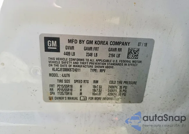 KL4CJESB8KB724011: 74947285