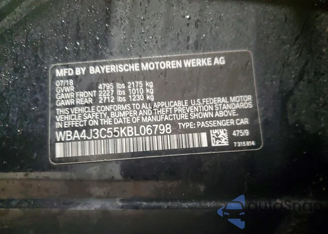 WBA4J3C55KBL06798: 73510415