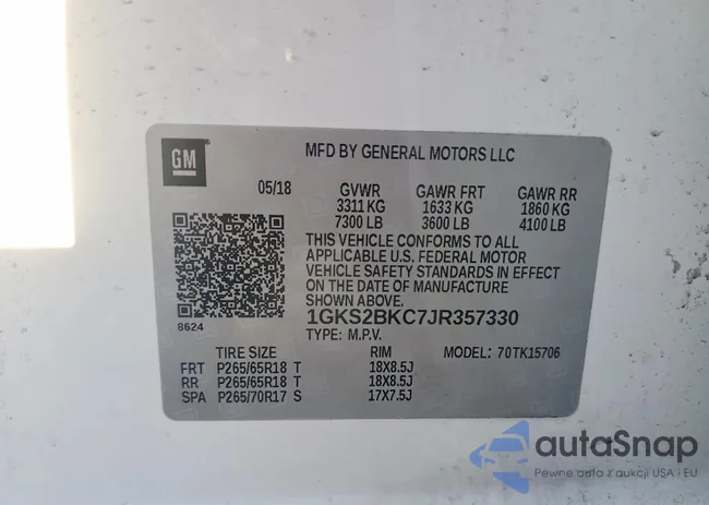 1GKS2BKC7JR357330: 99287875