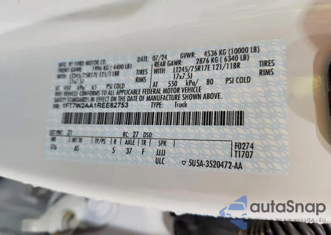 1FT7W2AA1REE82753: 95612985