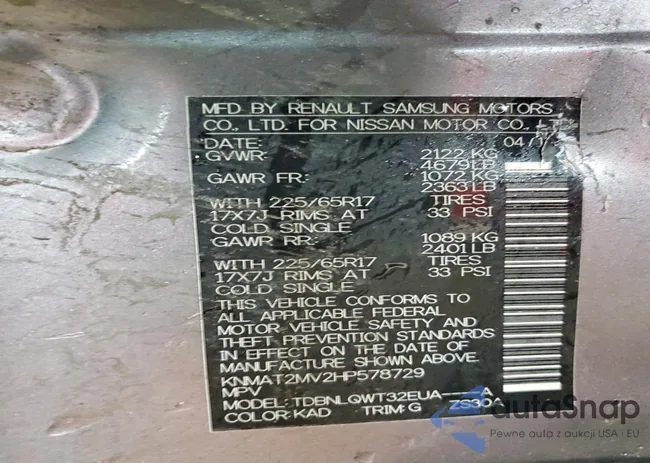 KNMAT2MV2HP578729: 99170785