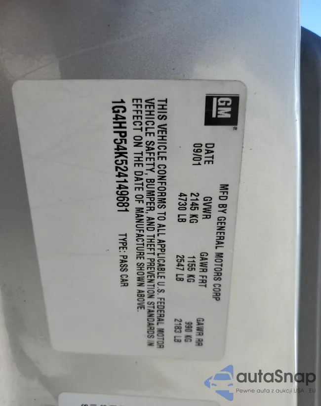 1G4HP54K524149681: 74456734