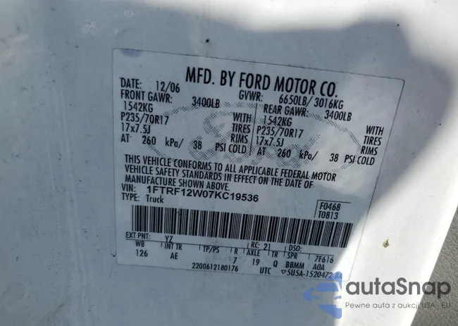 1FTRF12W07KC19536: 45541325