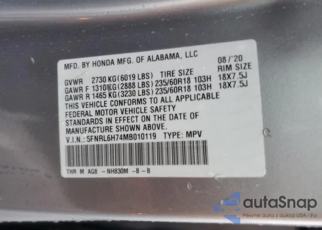 5FNRL6H74MB010119: 44218835