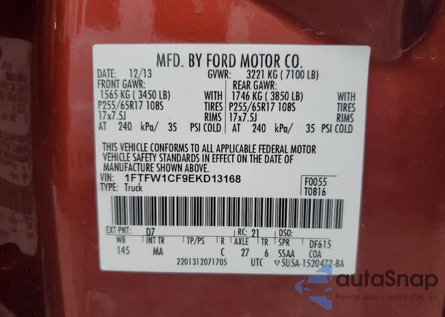 1FTFW1CF9EKD13168: 44711995