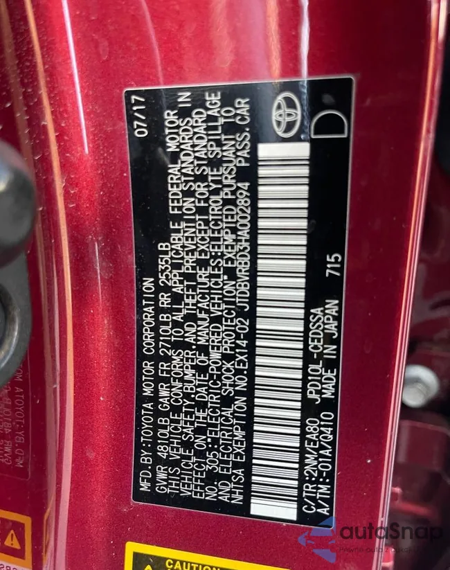 JTDBVRBD3HA002894: 45229245