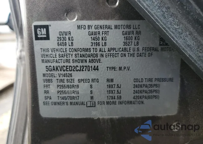 5GAKVCED2CJ270144: 58173465