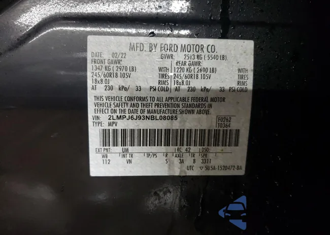 2LMPJ6J93NBL08085: 43277325