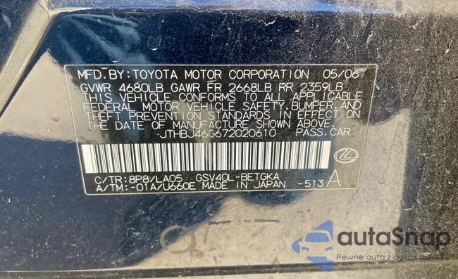 JTHBJ46G672020610: 47170955