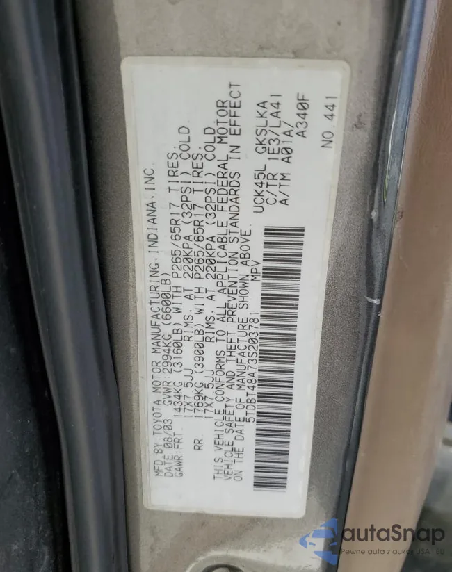 5TDBT48A73S203781: 49343905