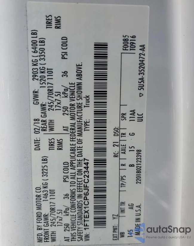 1FTEX1CP6JFC23447: 43282465