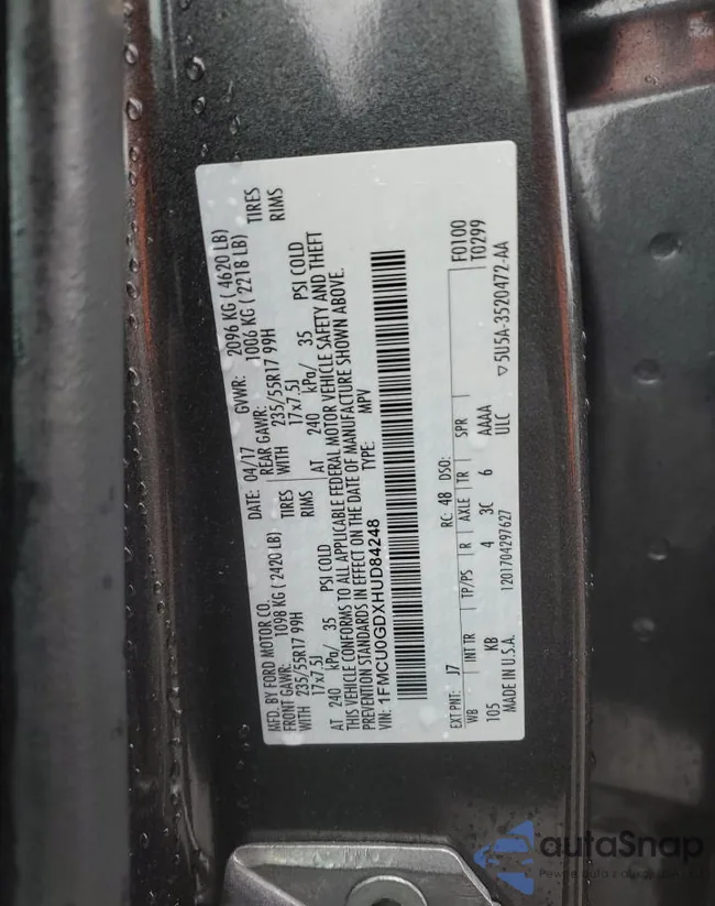 1FMCU0GDXHUD84248: 59385555