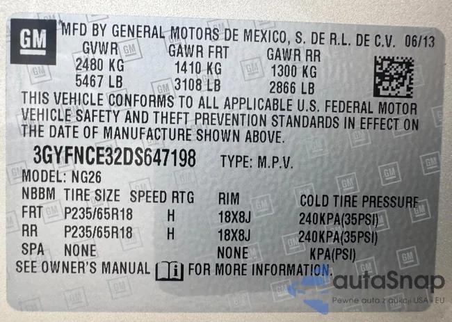 3GYFNCE32DS647198: 47323255