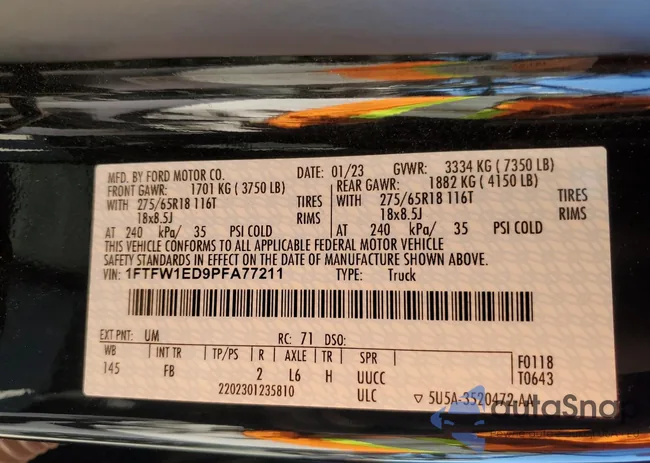 1FTFW1ED9PFA77211: 45582195