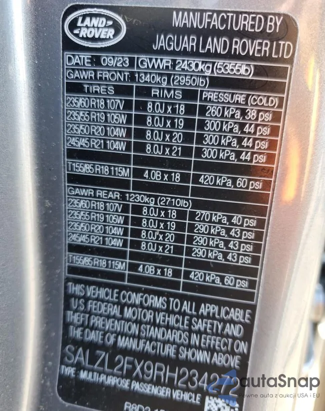 SALZL2FX9RH234272: 43458955