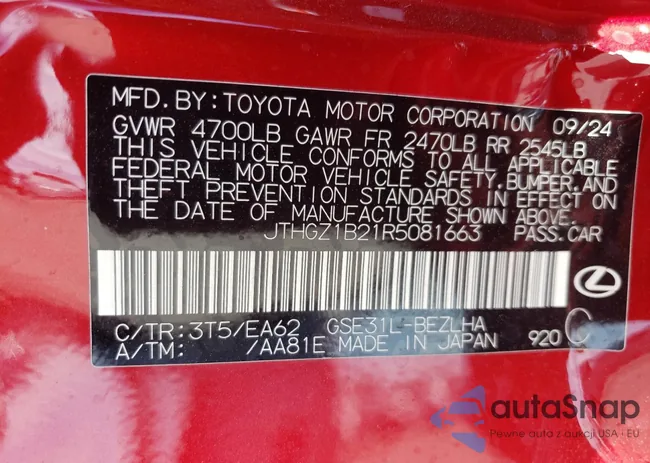 JTHGZ1B21R5081663: 45610425