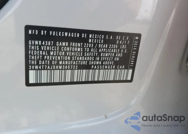 3VW4T7AJXHM365722: 44746655