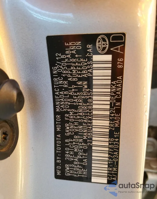 2T1BU4EEXCC808357: 43597335