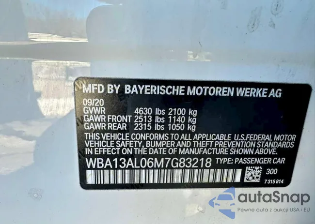 WBA13AL06M7G83218: 73248945