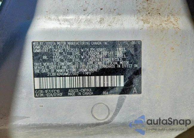 2T3BF4DV0AW077002: 78285135