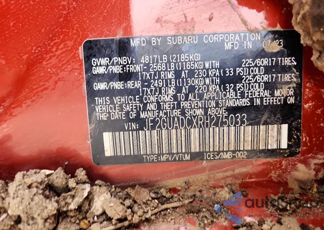 JF2GUADCXRH275033: 76280625