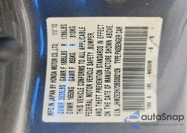 JHMZE2H73BS002126: 73612265