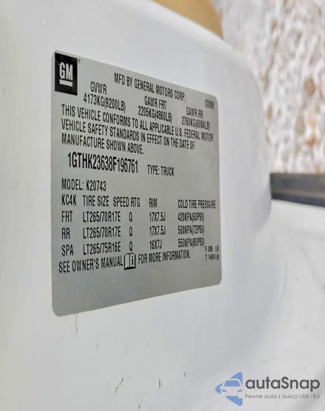 1GTHK23638F196761: 73708365