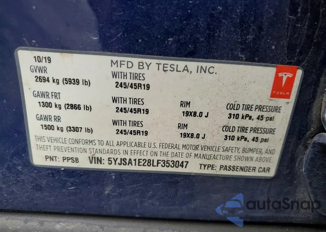 5YJSA1E28LF353047: 74848995