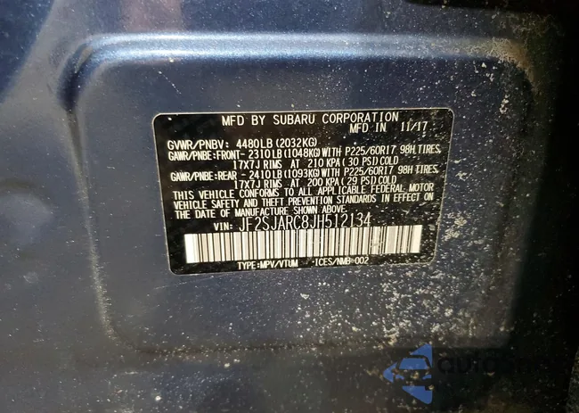 JF2SJARC8JH512134: 75930075