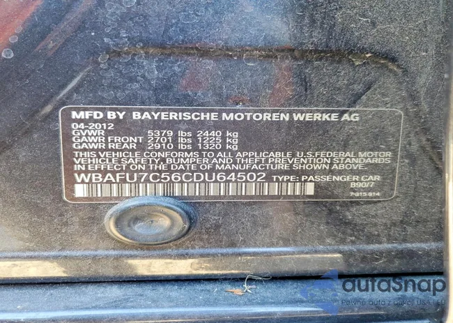 WBAFU7C56CDU64502: 77899915