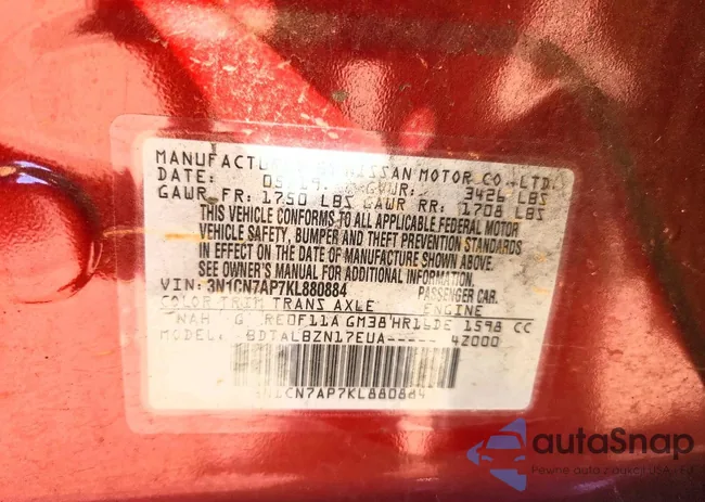 3N1CN7AP7KL880884: 76579325