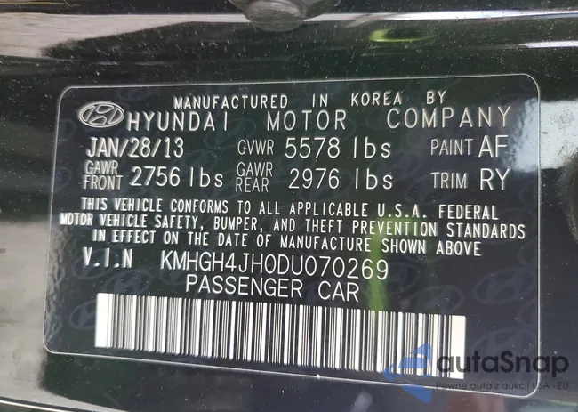 KMHGH4JH0DU070269: 75972785