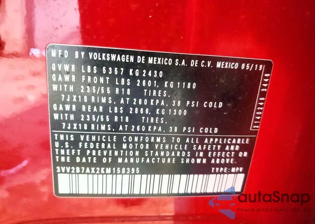 3VV2B7AX2KM158395: 77775555