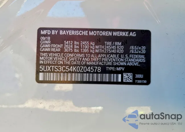 5UXTS3C54K0Z04578: 75570575