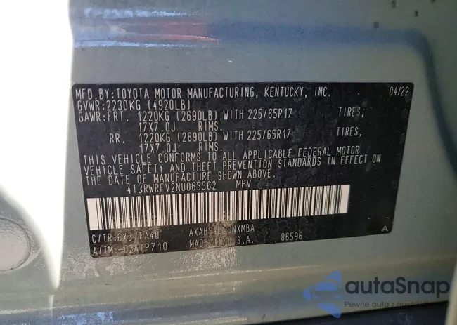 4T3RWRFV2NU065562: 78147935