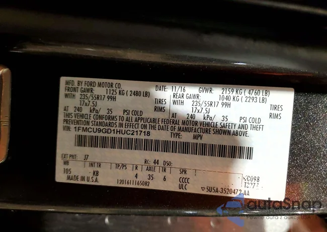 1FMCU9GD1HUC21718: 76760375