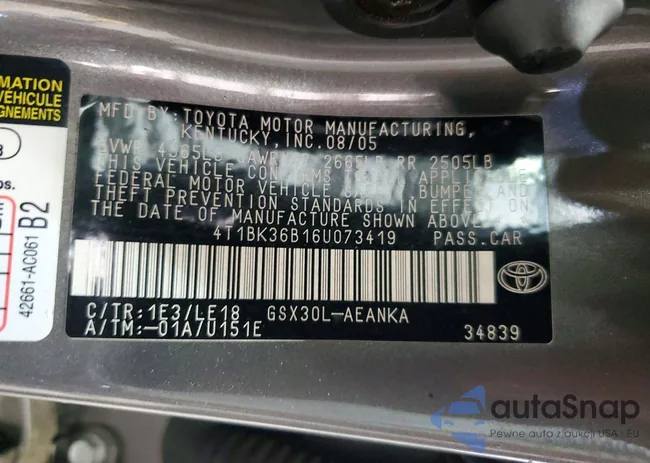 4T1BK36B16U073419: 78594865