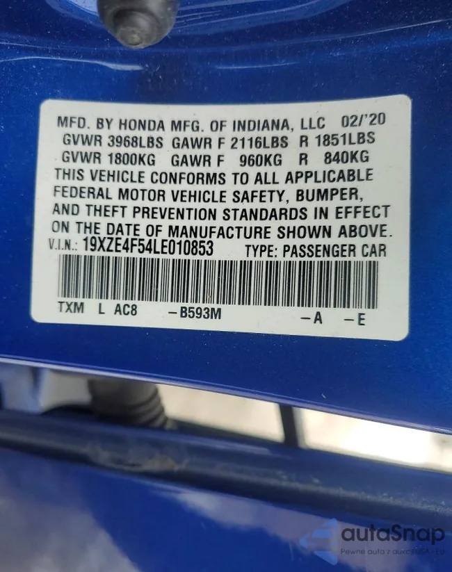 19XZE4F54LE010853: 76133585