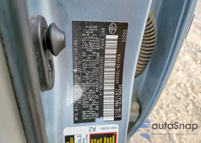 4T1BK3DB6BU393302: 75763775