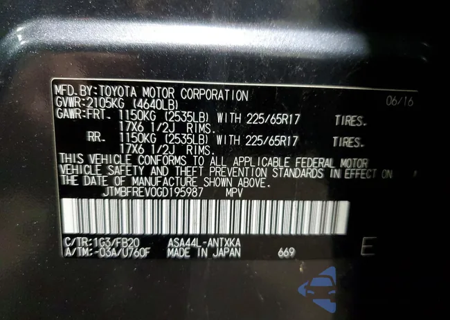 JTMBFREV0GD195987: 76955365