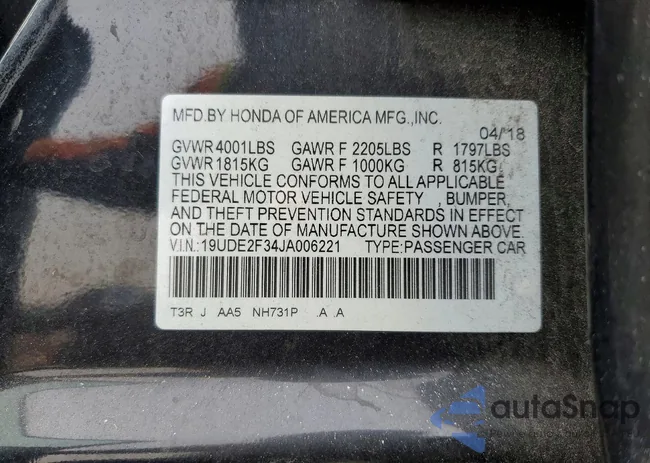 19UDE2F34JA006221: 75440955