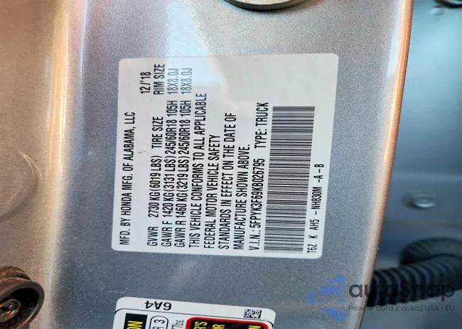 5FPYK3F69KB026795: 76973165